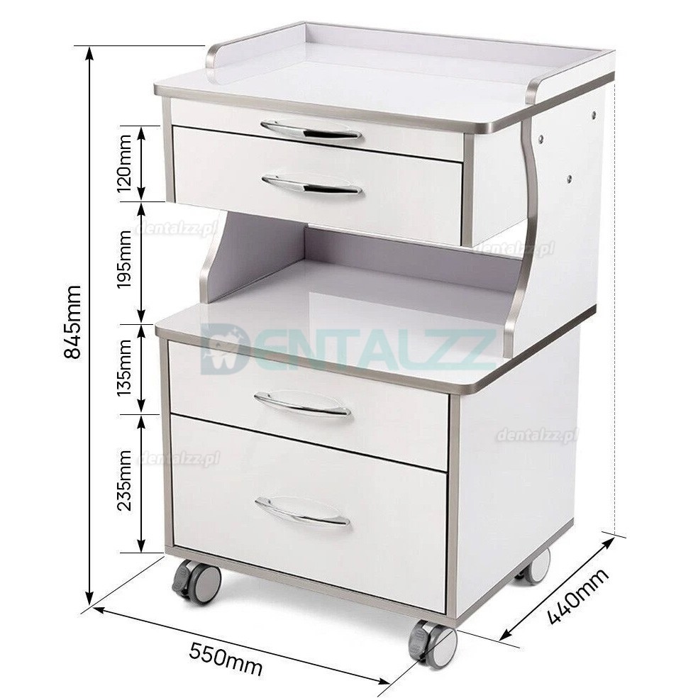 Dentech G15 W&oacute;zek Stomatologiczny na Narzędzia z 3 Szufladami Mobilny